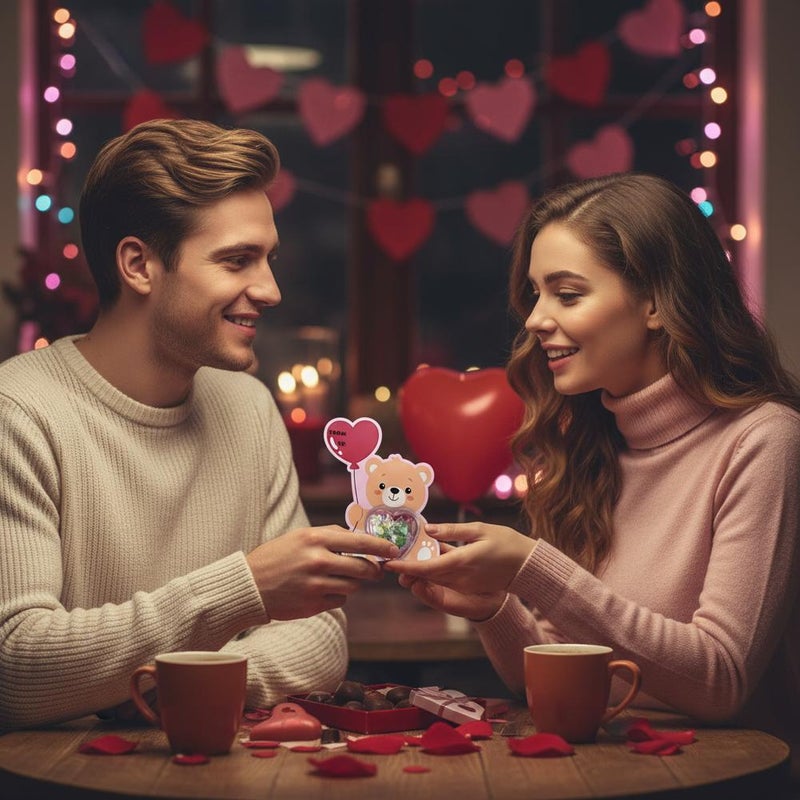 Valentines Cards for Candy, Cute Bear Designs Valentines Candy Card Gifts with Plastic Domes, Valentine School Classroom Exchange Prizes for Girls Boys ﻿ - Image 4